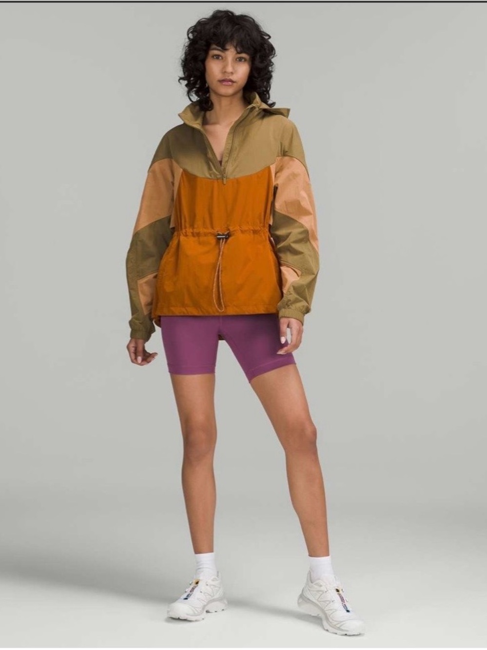 Women’s Colorblock Anorak Jacket in Rust and Olive and Peach Tan- Lululemon - Picture 3 of 7